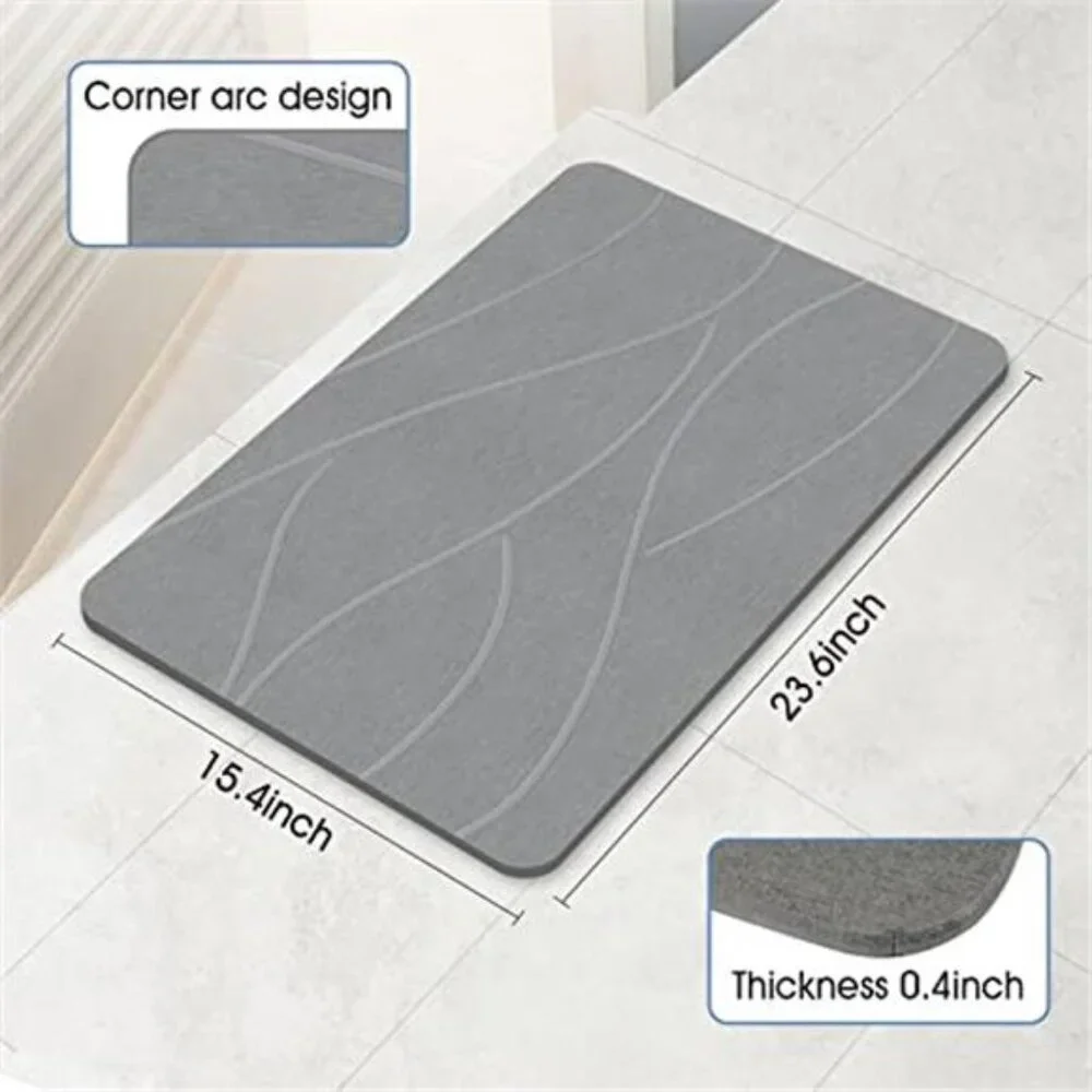 Stone Bath Mat Diatomaceous Earth Quick Dry Non Slip Absorbent Bathroom Mat